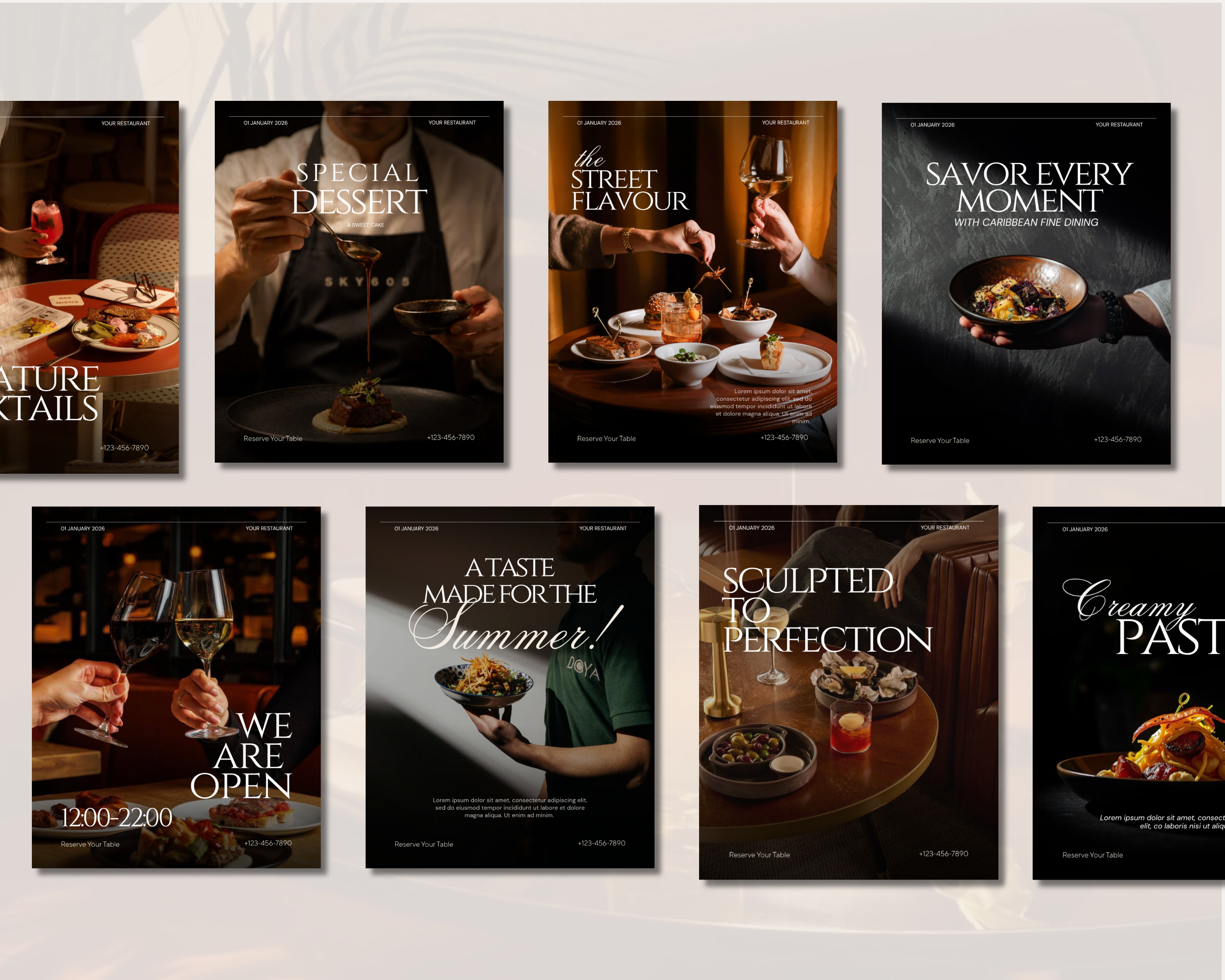 Restaurant Instagram Templates Canva Editable Posts Food Branding