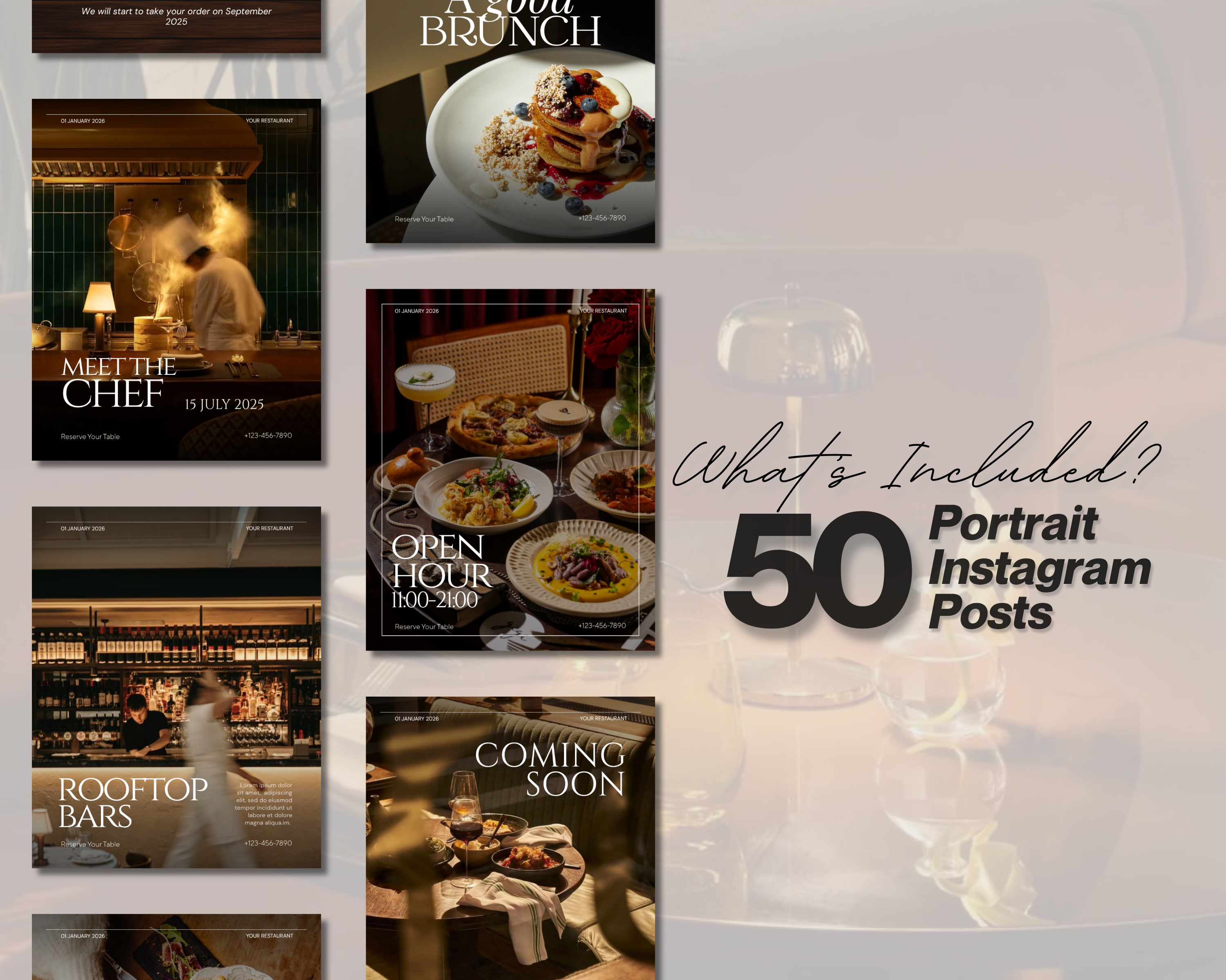 Restaurant Instagram Templates Canva Editable Posts Food Branding