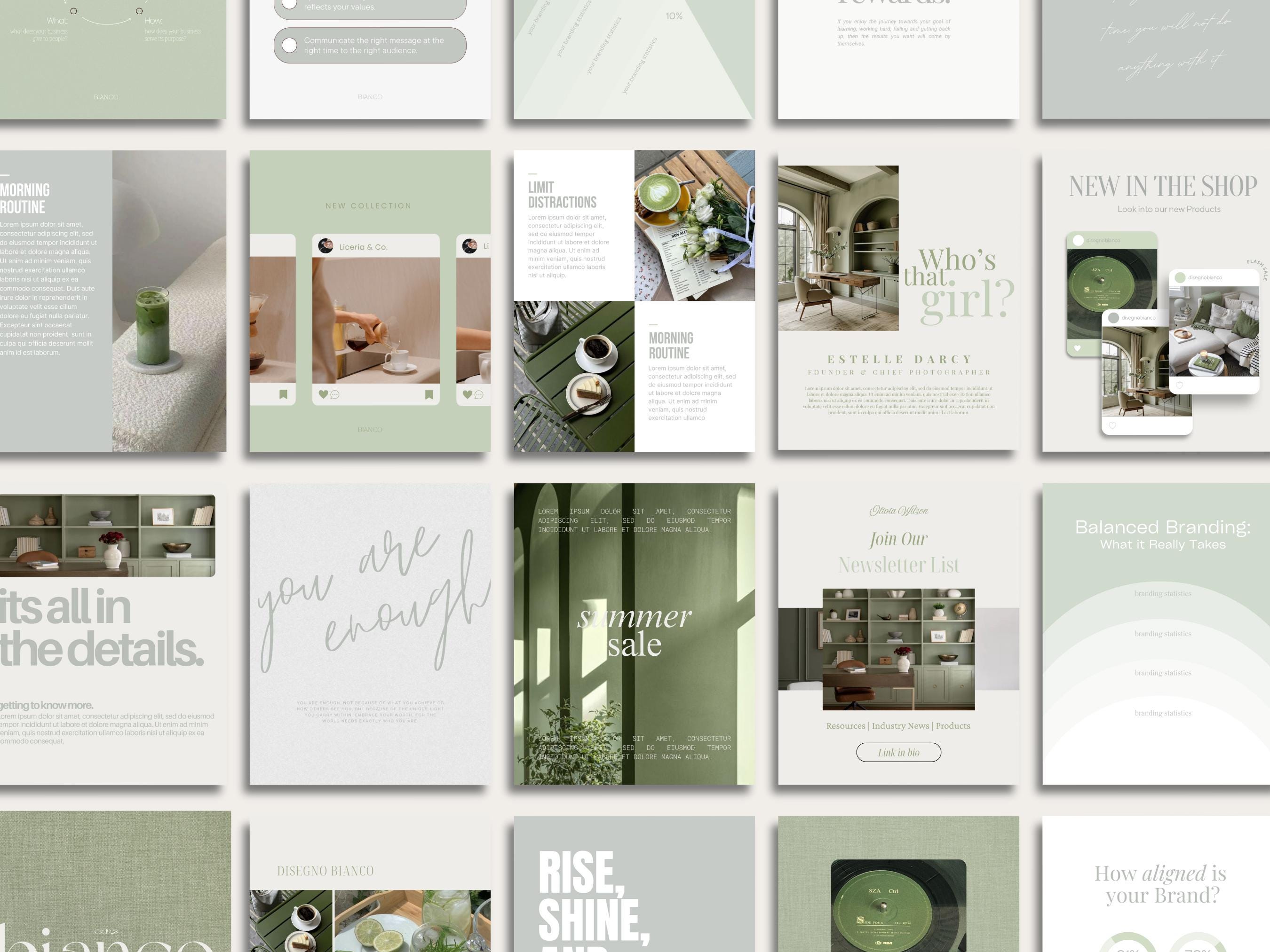 Matcha Green Instagram Templates for Business