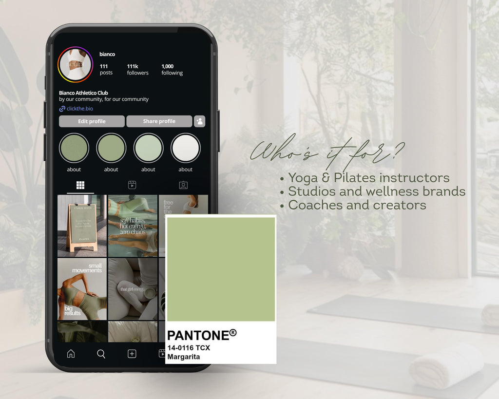 Fitness Instagram Templates | Matcha Green, Yoga & Pilates