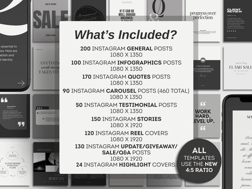 1400+ Instagram Templates in B&W