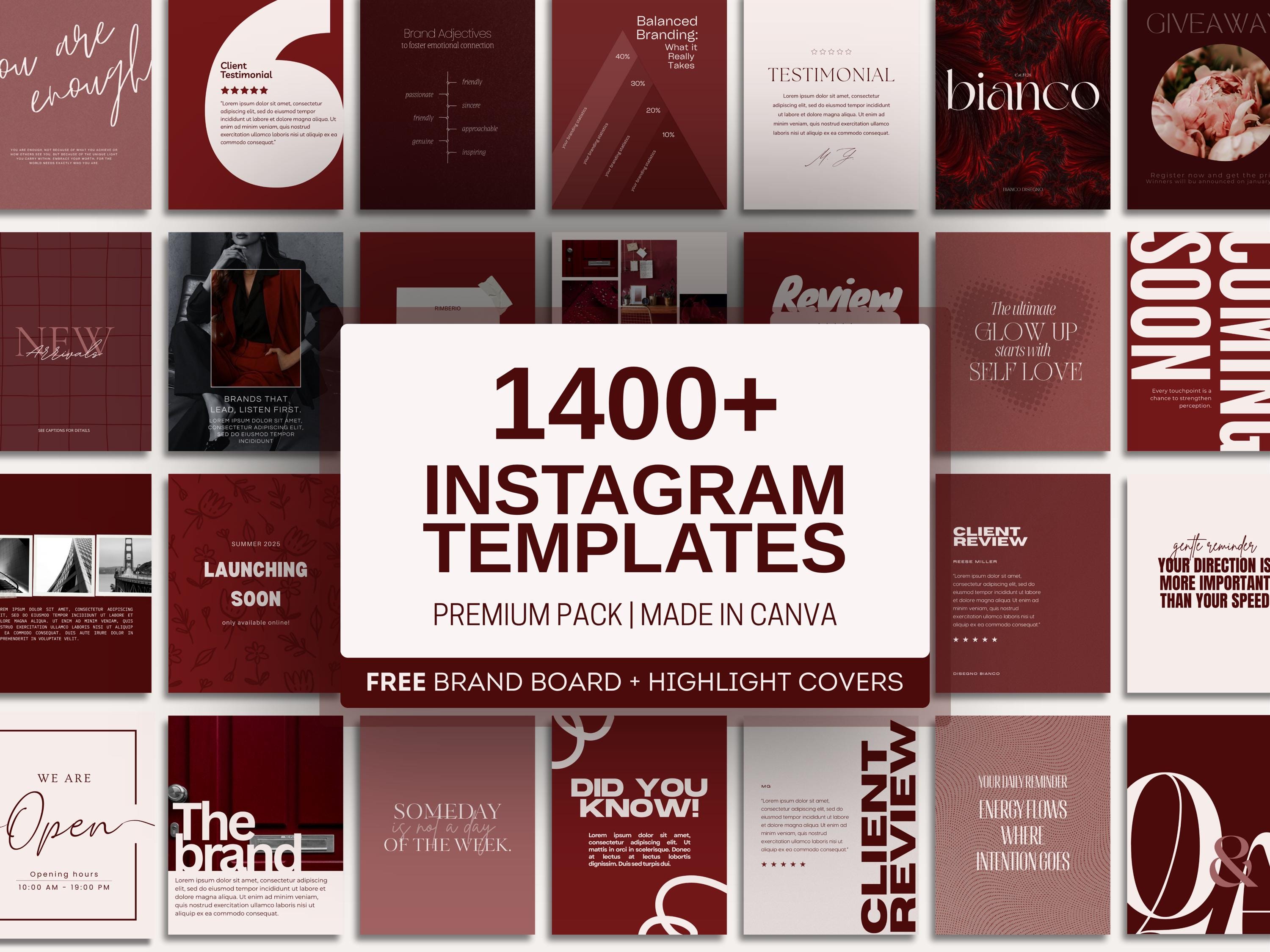 1400+ Instagram Templates in Rich Burgundy