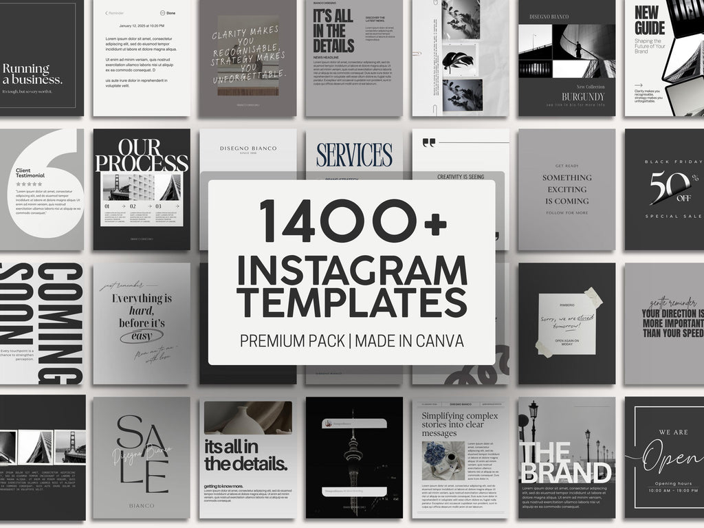 1400+ Instagram Templates in B&W