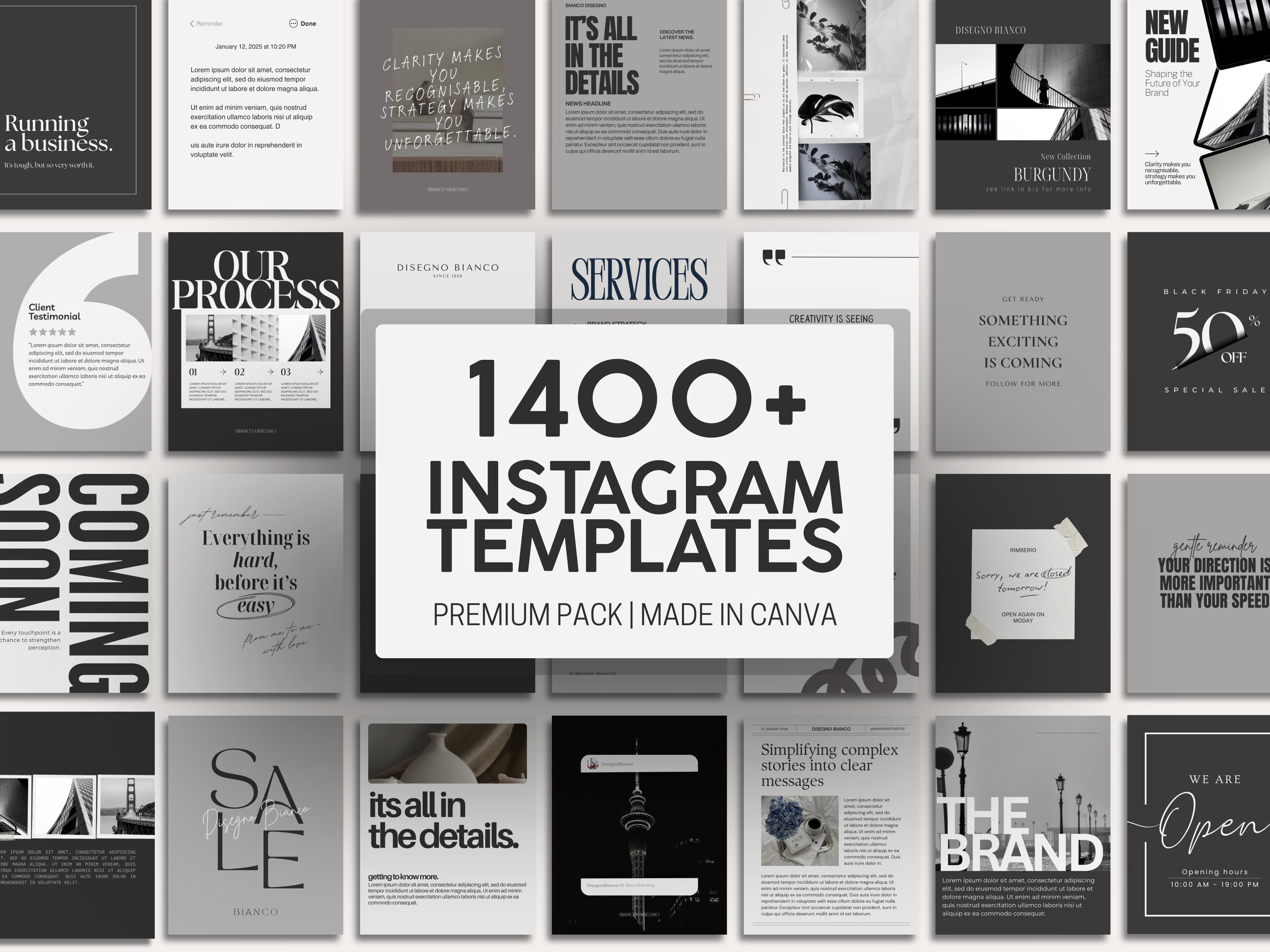 1400+ Instagram Templates in B&W