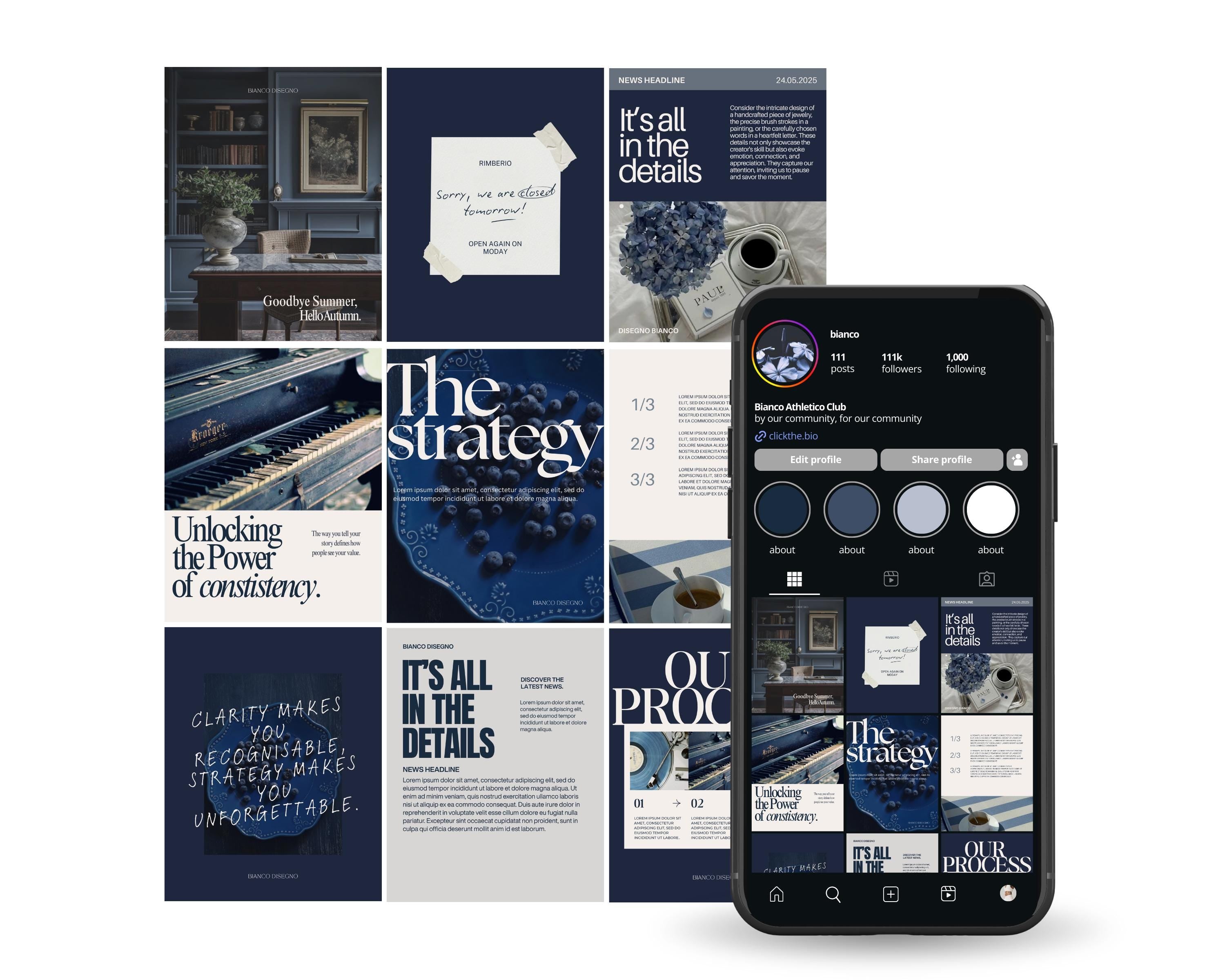 Deep Blue Instagram Templates Canva