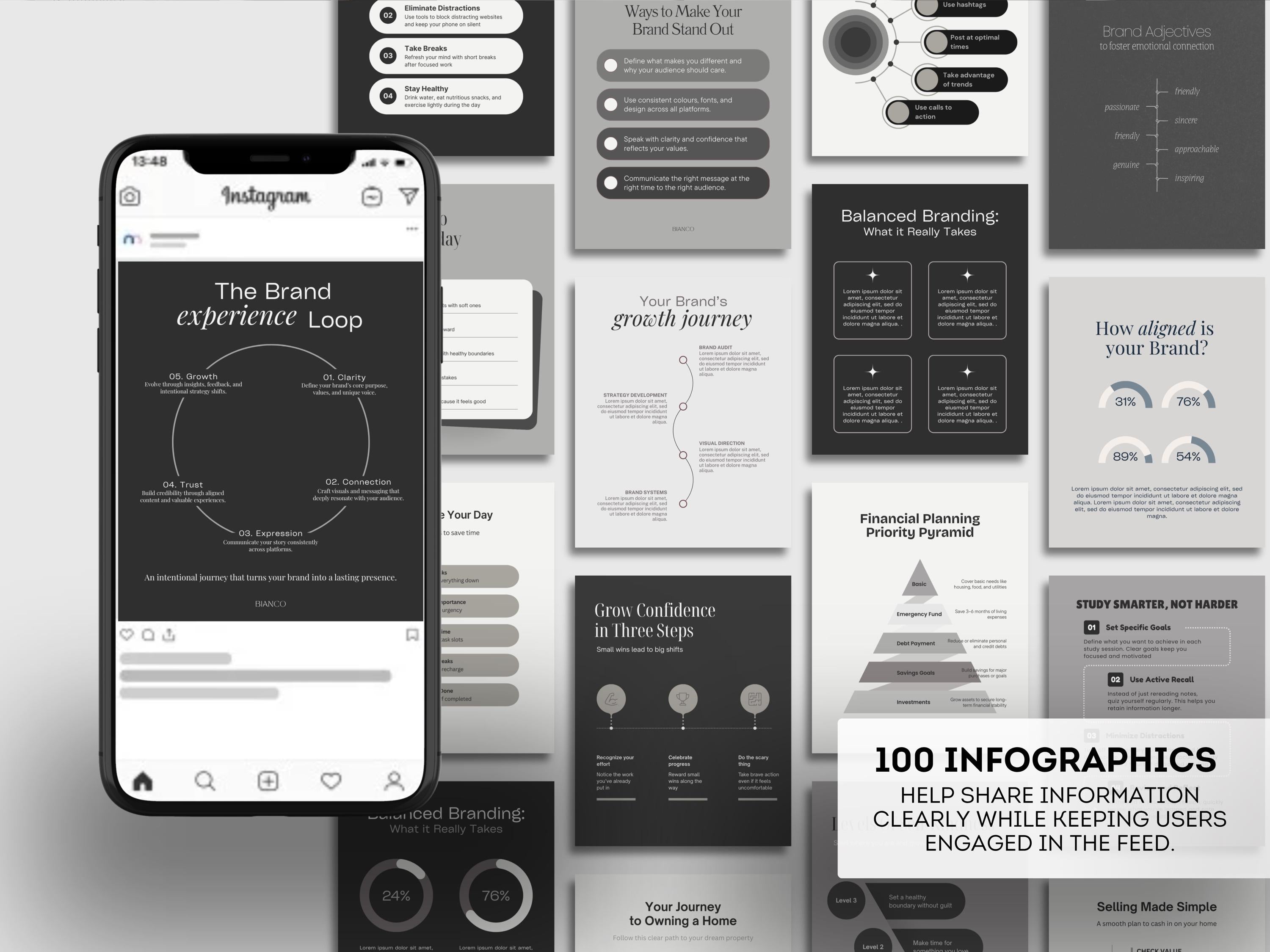 1400+ Instagram Templates in B&W