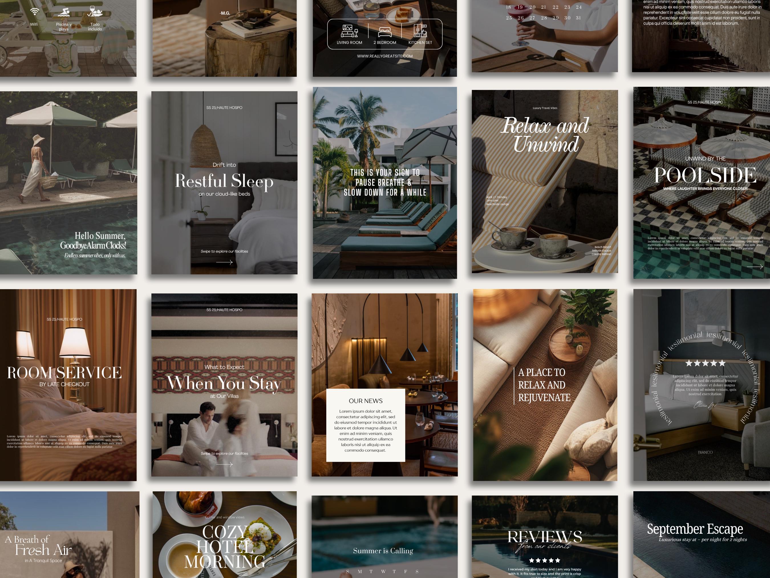 Hotel Instagram Templates Canva Bundle