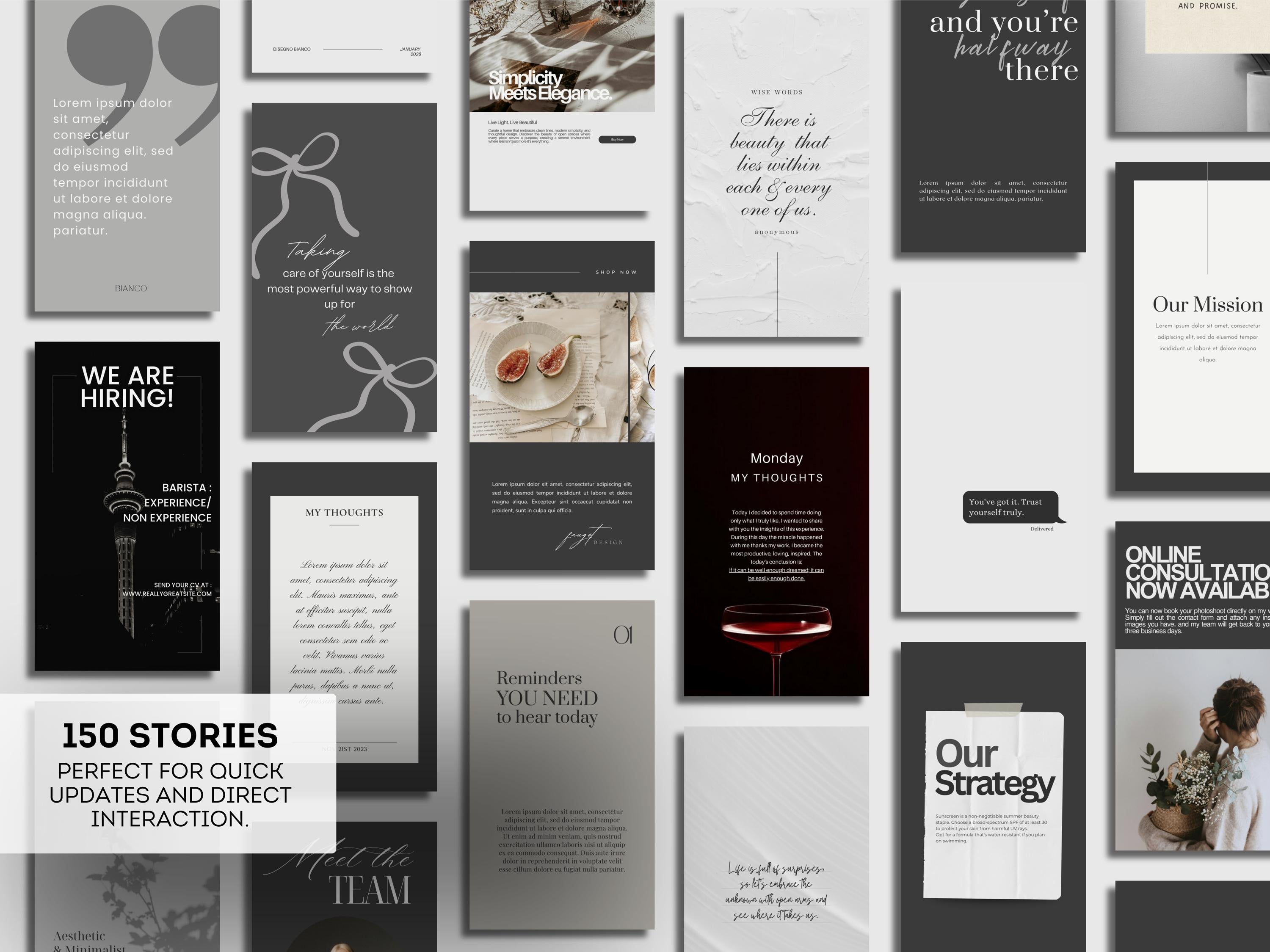 1400+ Instagram Templates in B&W