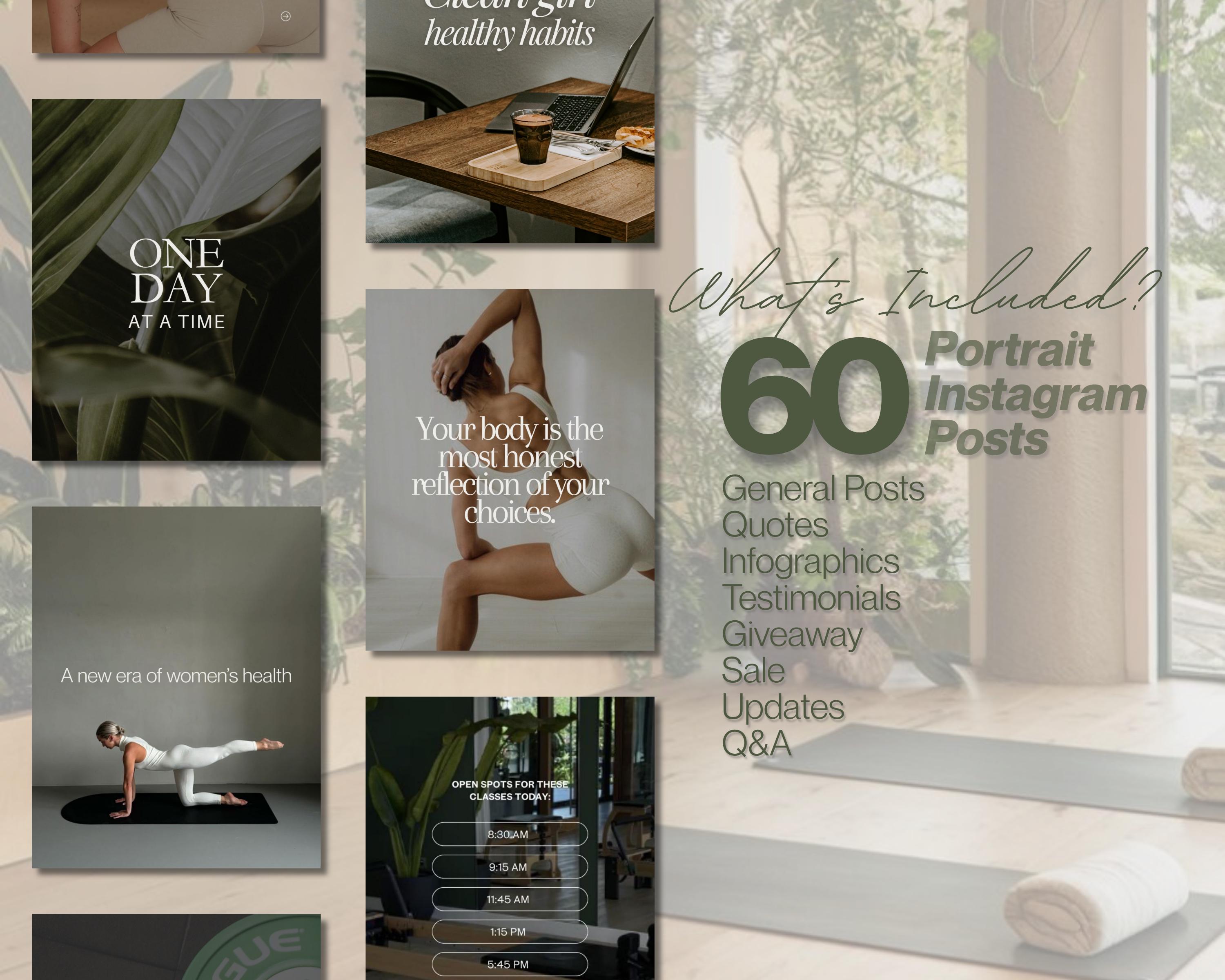 Matcha Instagram Template Pack | Yoga & Pilates Canva Edition