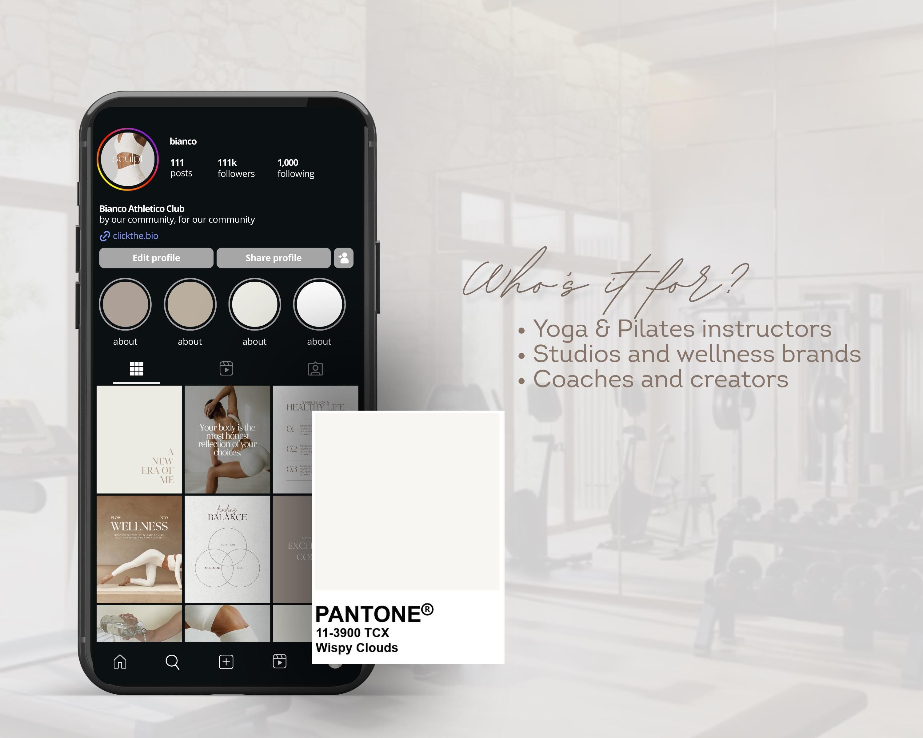 Yoga & Pilates Instagram Templates | Neutral Aesthetic Canva Kit