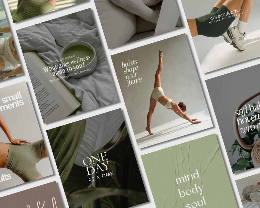 Fitness Instagram Templates | Matcha Green, Yoga & Pilates