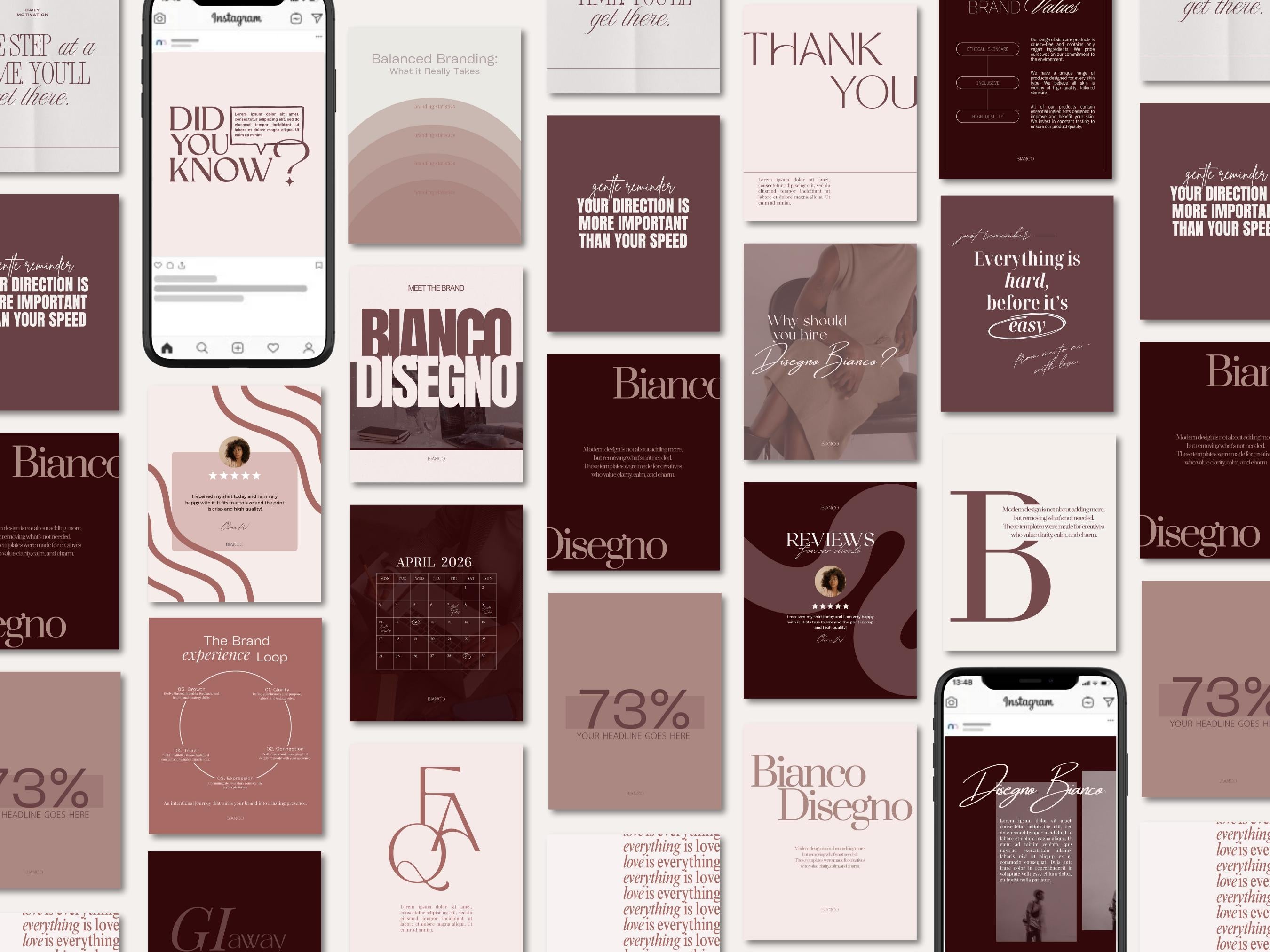 Burgundy Instagram Templates | 500+ Canva Posts, Stories & Reels | Minimal | Elegant Modern Branding Design Kit