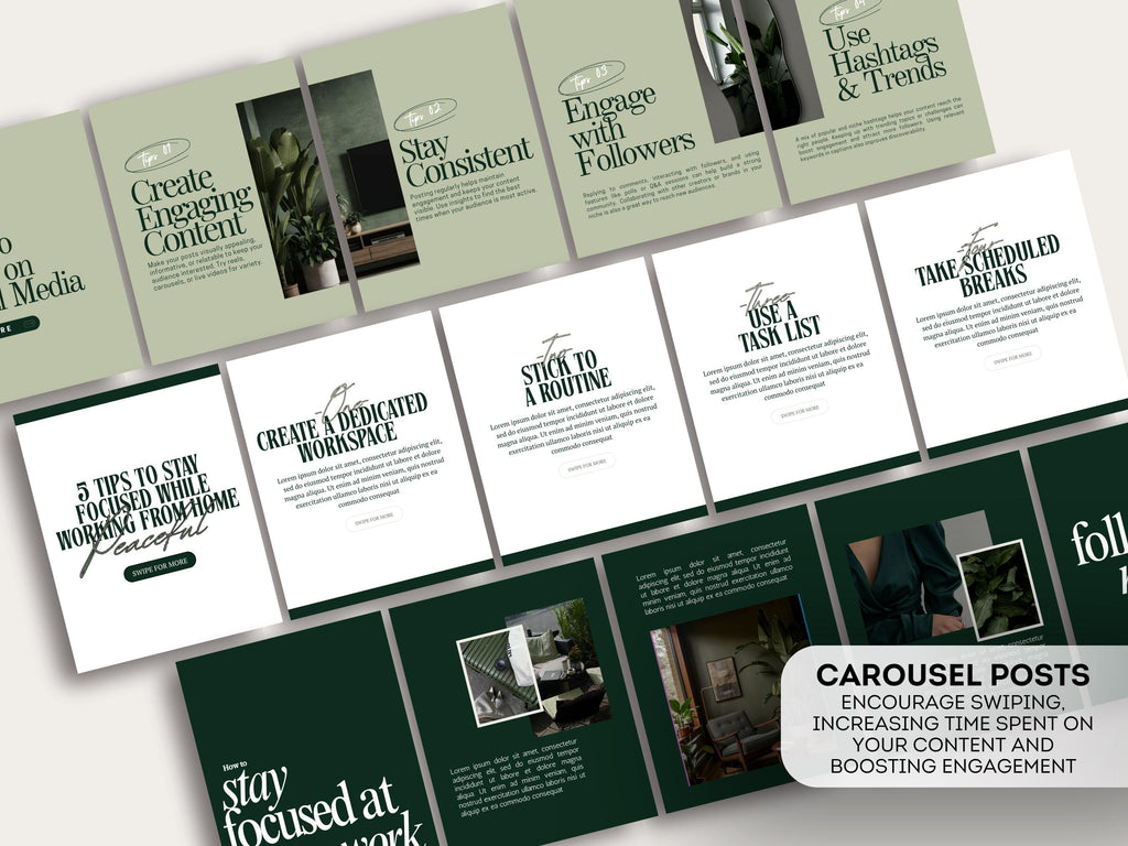 500+ Instagram Templates Canva – Dark Green Minimal Aesthetic