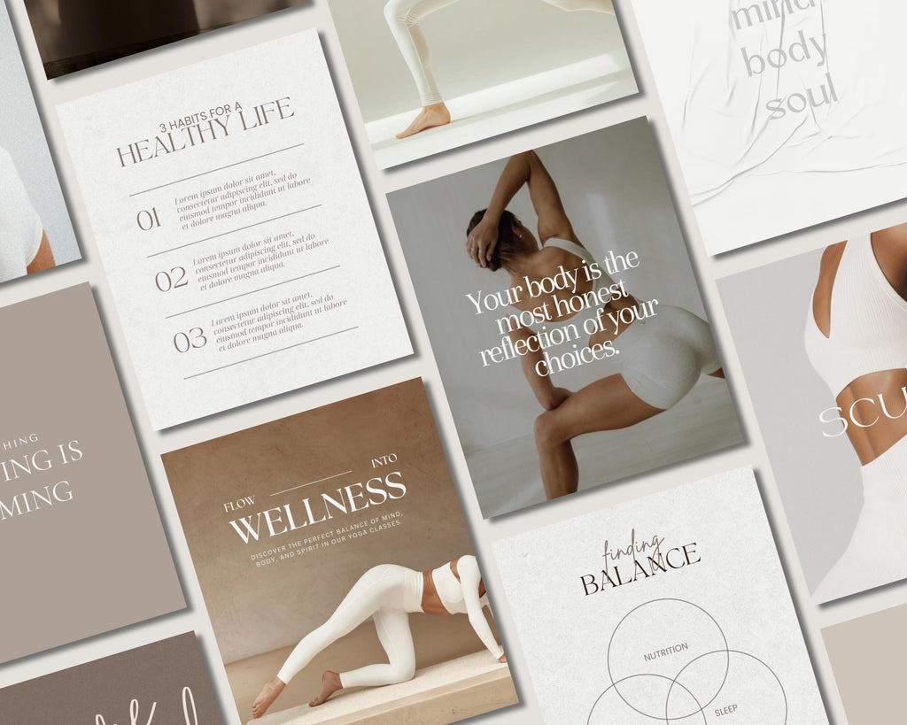 Fitness Instagram Templates | Minimalist Yoga, Pilates
