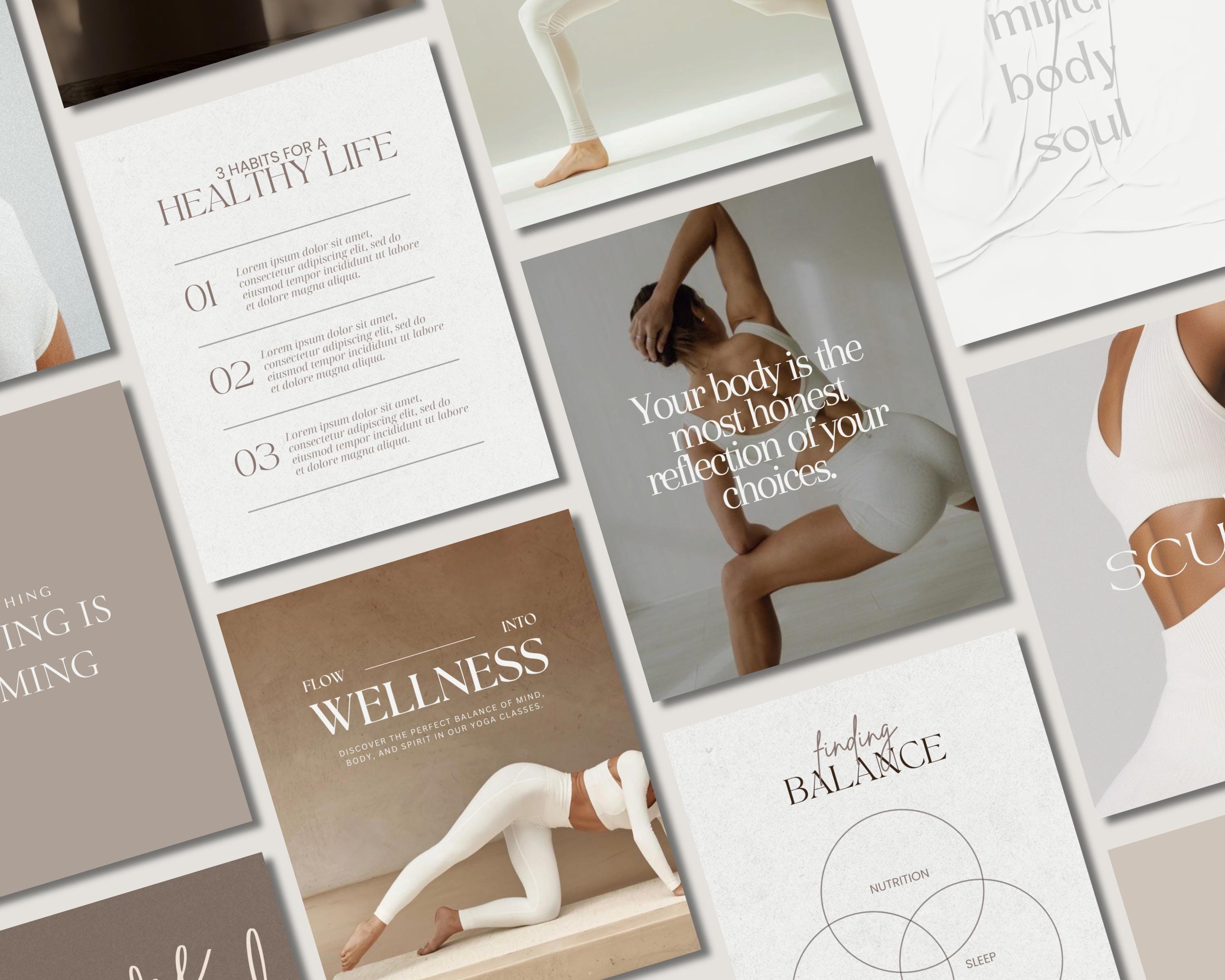 Fitness Instagram Templates | Minimalist Yoga, Pilates