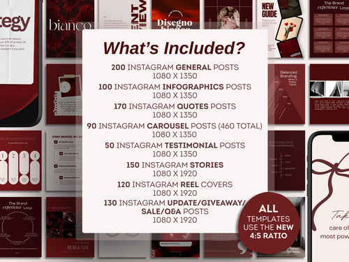 1400+ Instagram Templates in Rich Burgundy