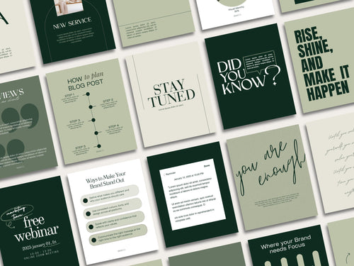 500+ Instagram Templates Canva – Dark Green Minimal Aesthetic