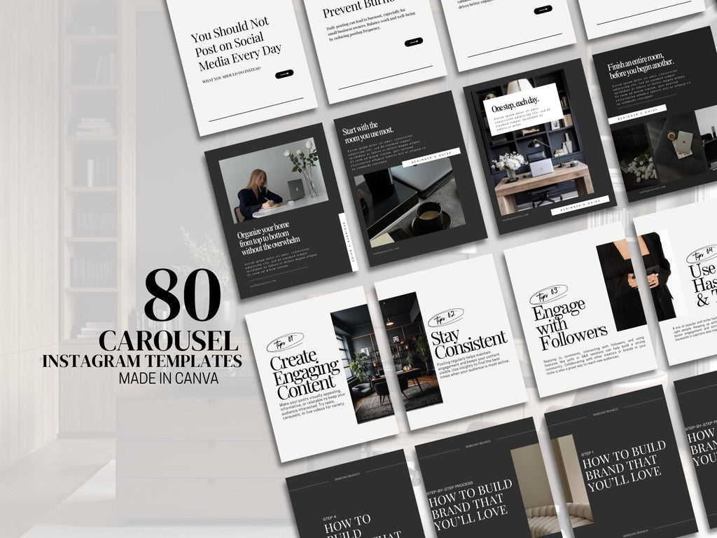 80 Instagram Carousel Template Bundle for Content Creators