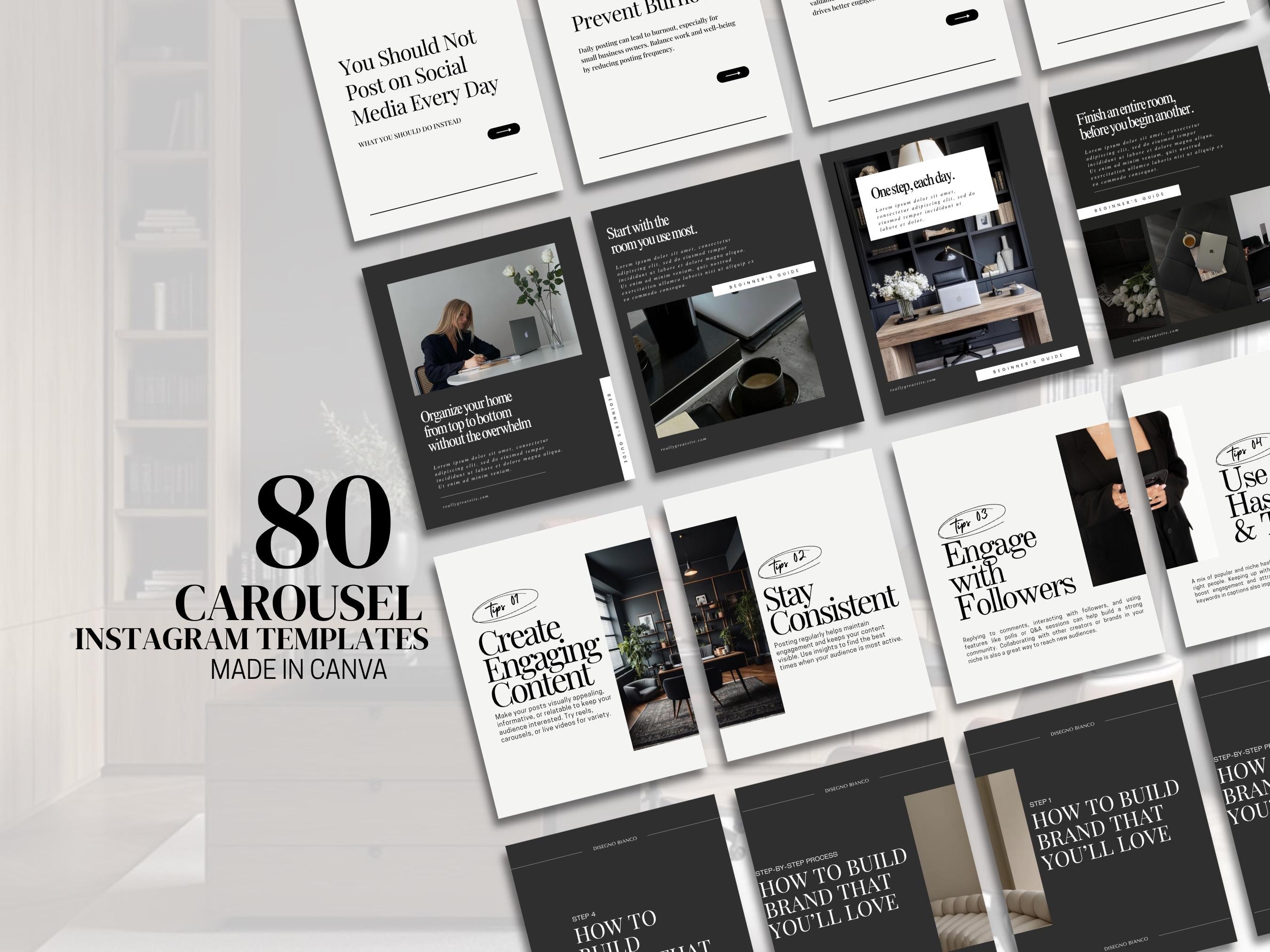 80 Instagram Carousel Template Bundle for Content Creators