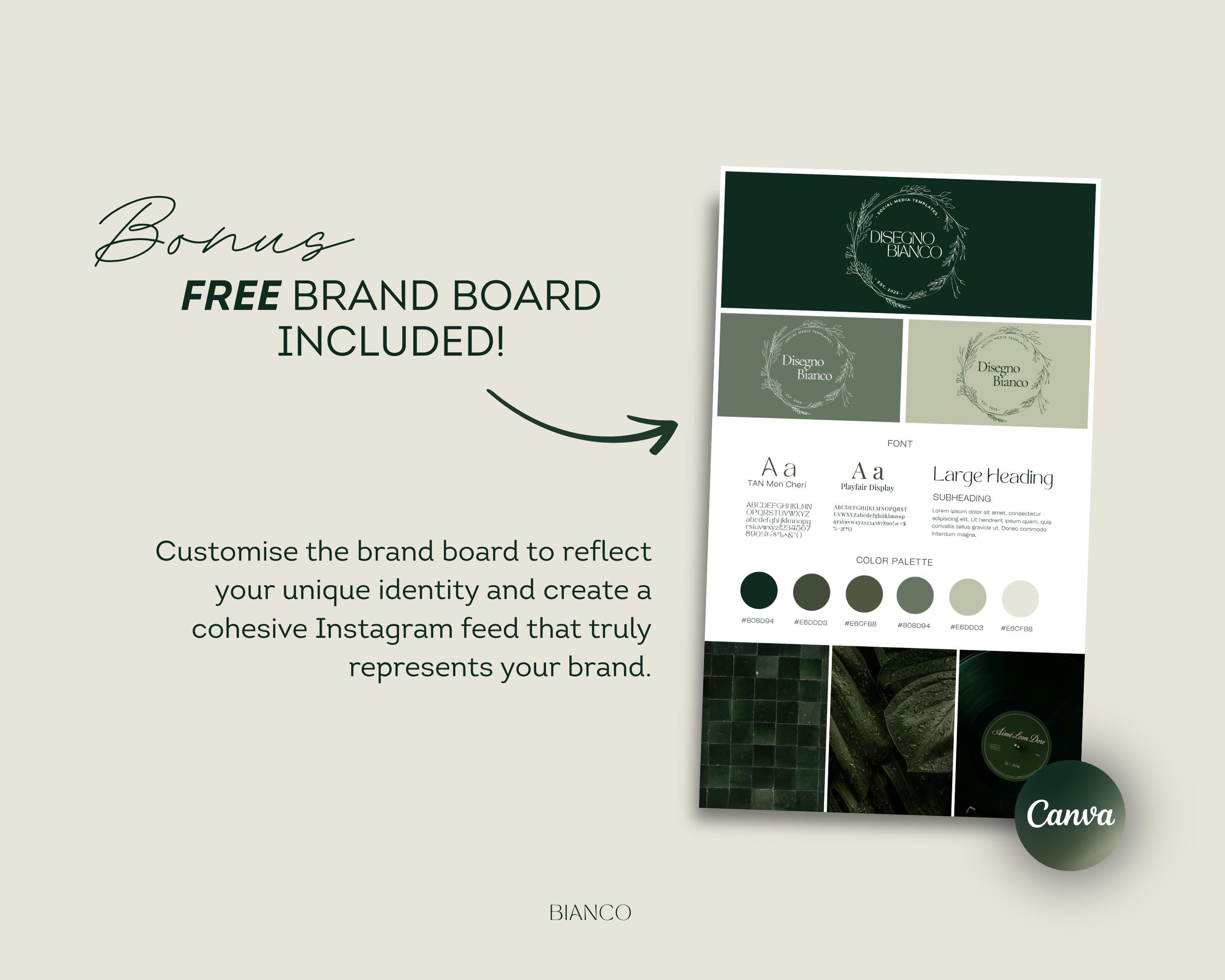 500+ Instagram Templates Canva – Dark Green Minimal Aesthetic