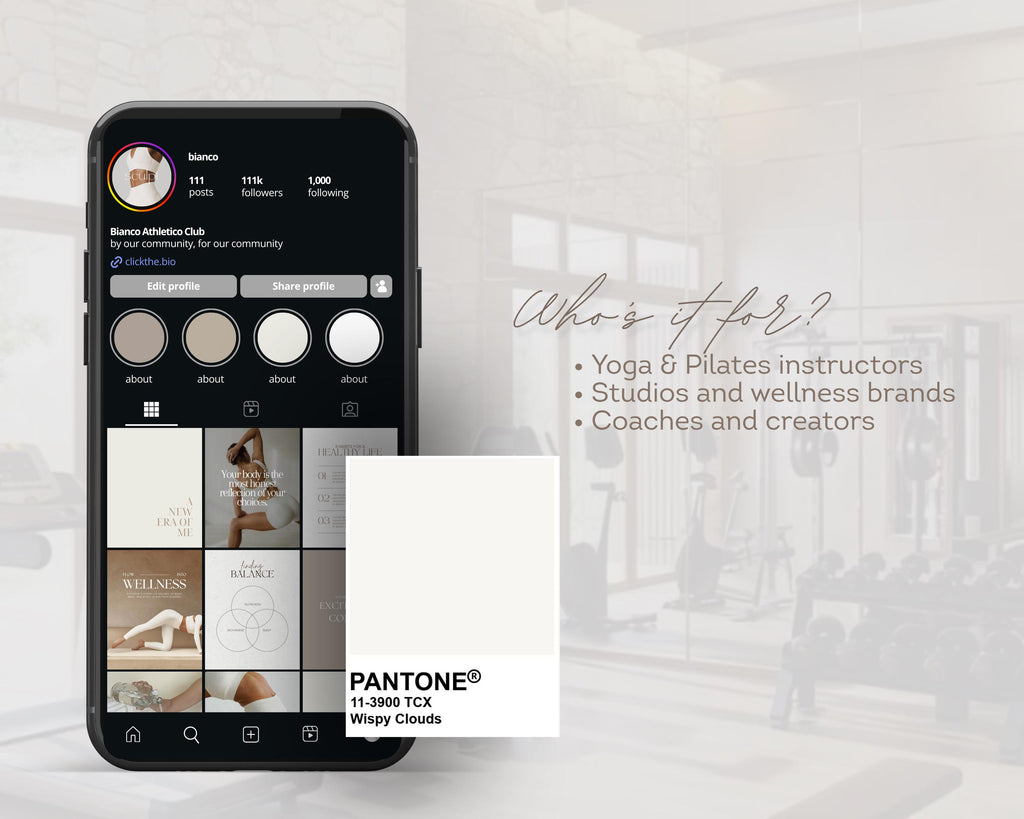 Fitness Instagram Templates | Minimalist Yoga, Pilates
