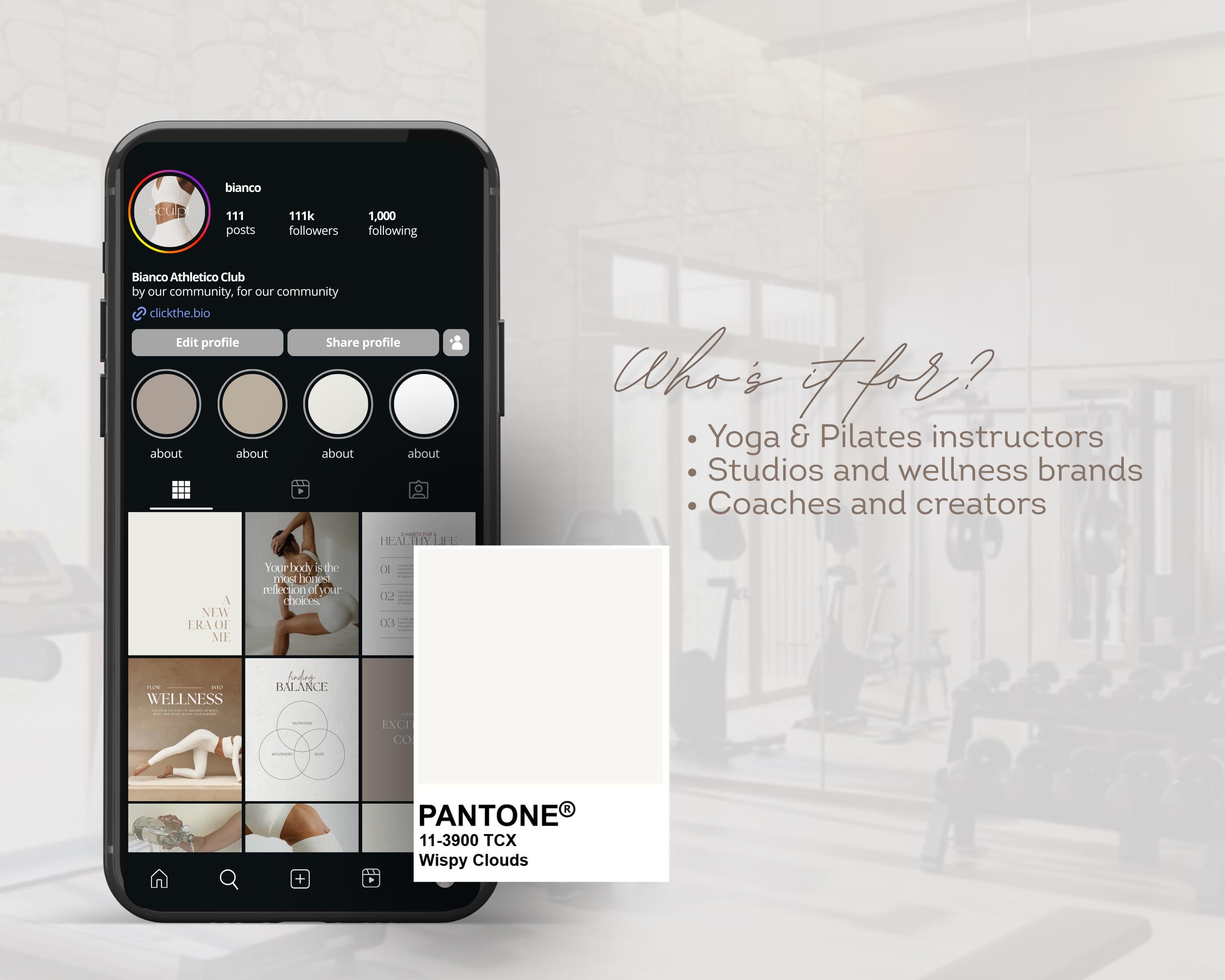 Fitness Instagram Templates | Minimalist Yoga, Pilates