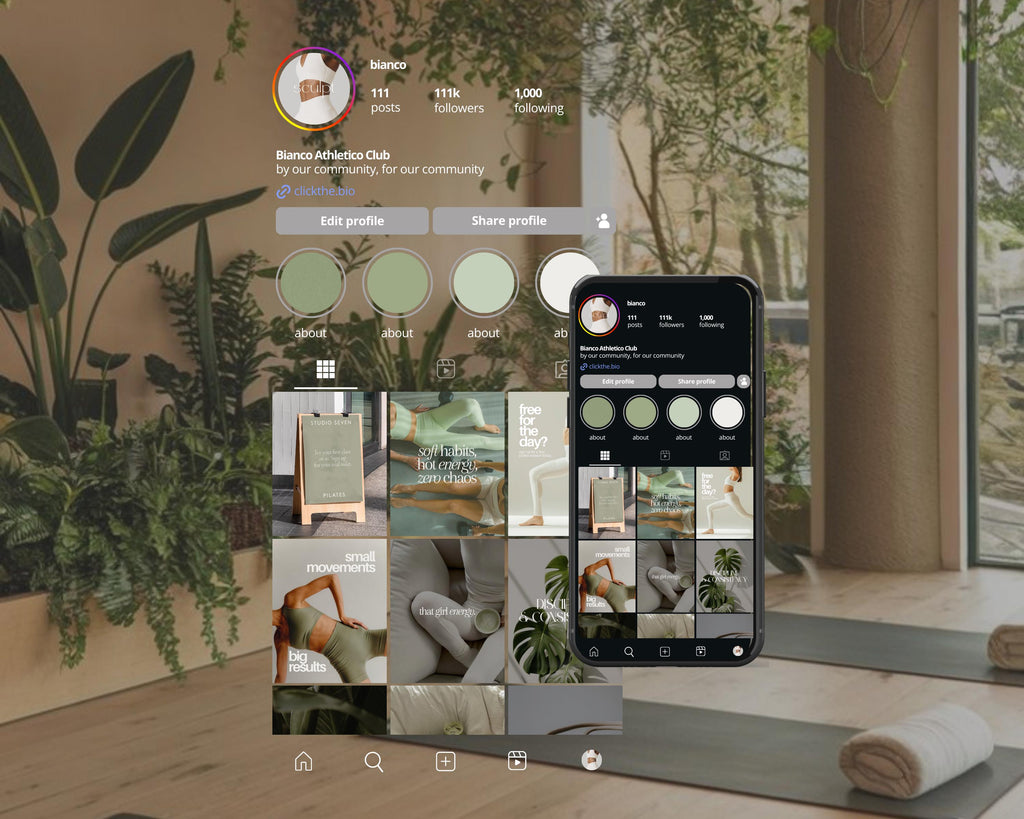 Fitness Instagram Templates | Matcha Green, Yoga & Pilates
