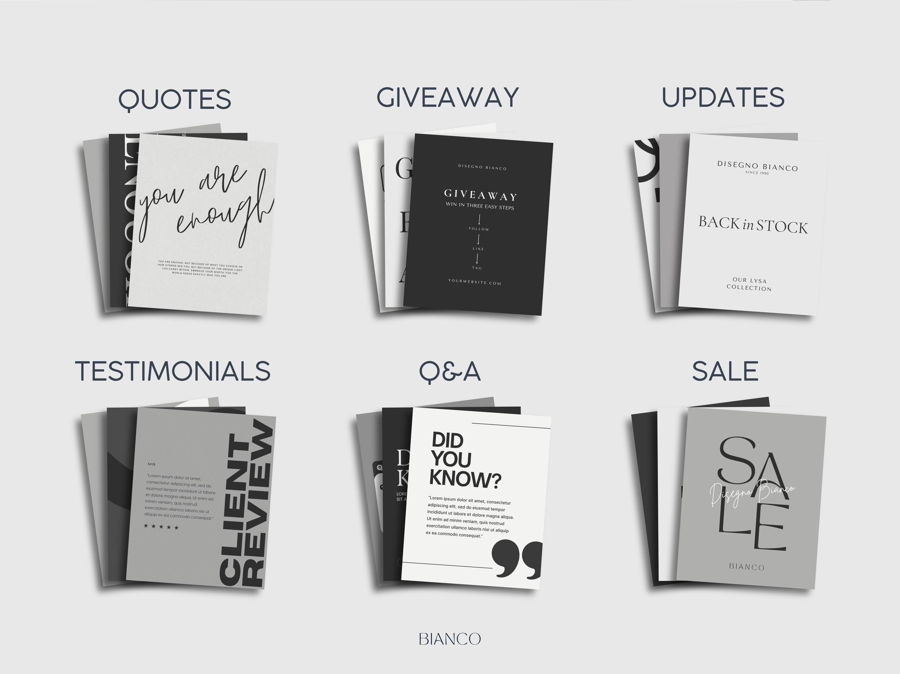 1400+ Instagram Templates in B&W